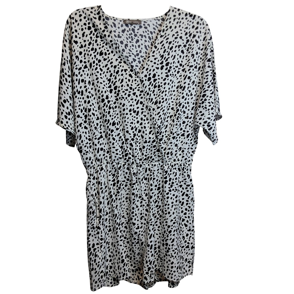 PRETTYGARDEN Womens Dalmatian Short Sleeve Romper White Black Size M - Picture 2 of 6